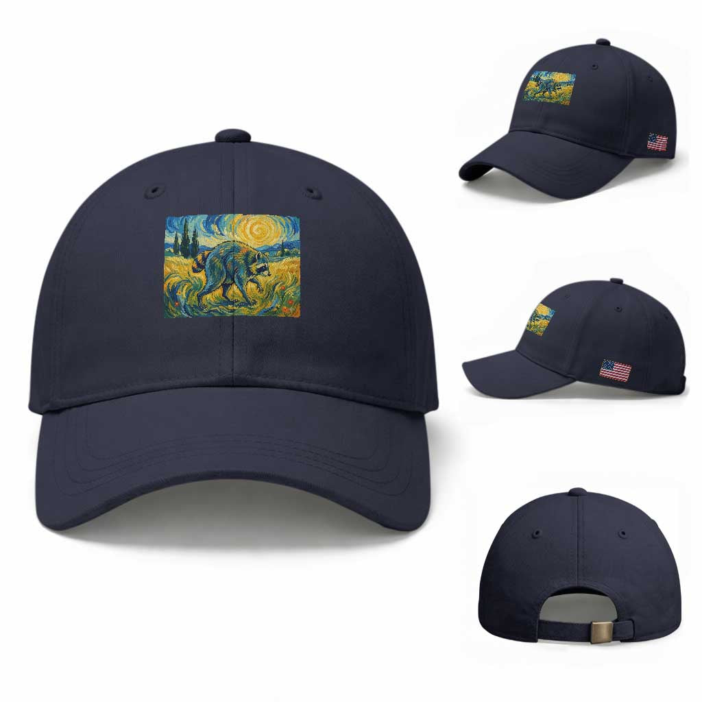 Jimothy Viral Seattle Raccoon Starry Night Style Graphic Baseball Cap Trash Panda Feral Legend Supporter