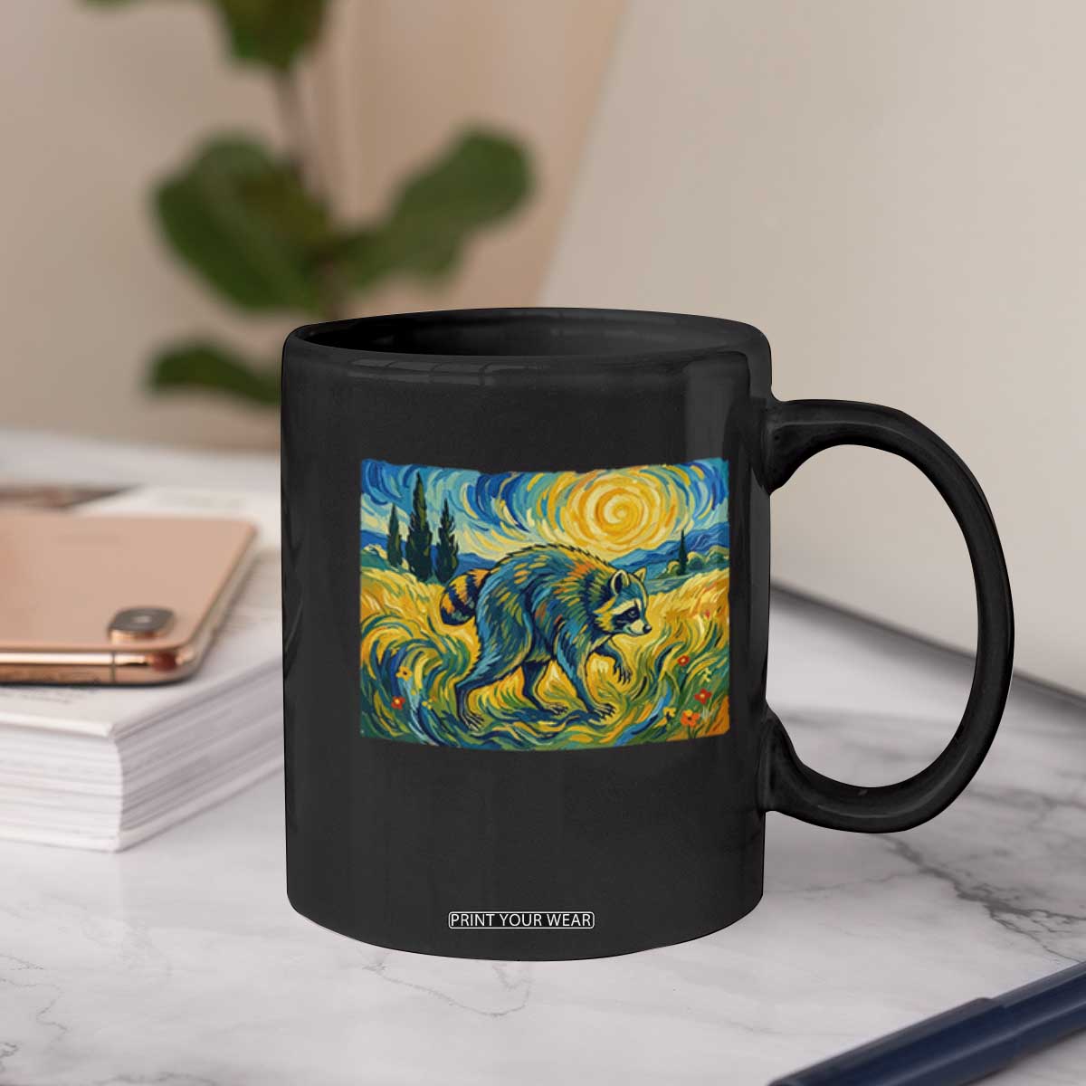 Jimothy Viral Seattle Raccoon Starry Night Style Graphic Coffee Mug Trash Panda Feral Legend Supporter