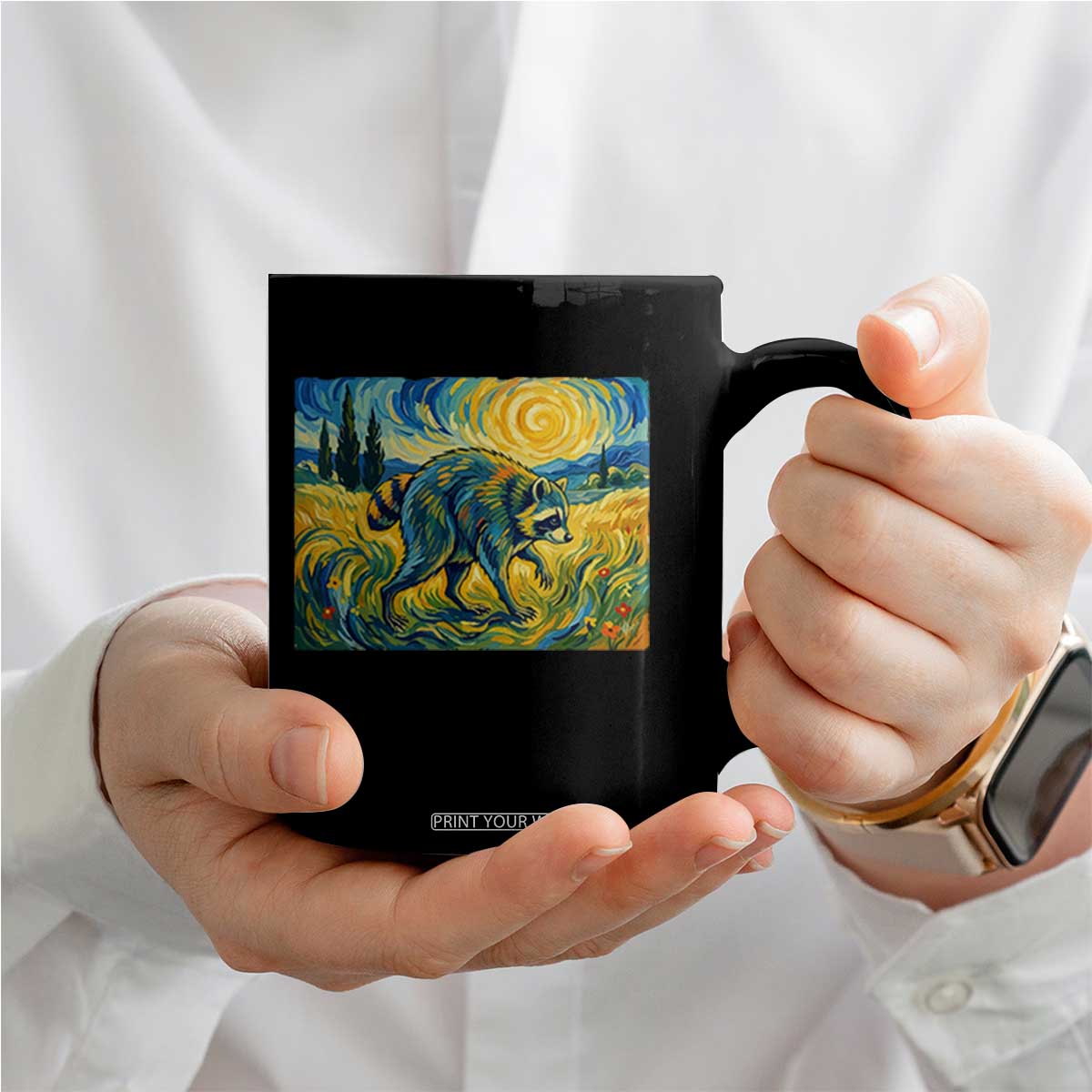 Jimothy Viral Seattle Raccoon Starry Night Style Graphic Coffee Mug Trash Panda Feral Legend Supporter