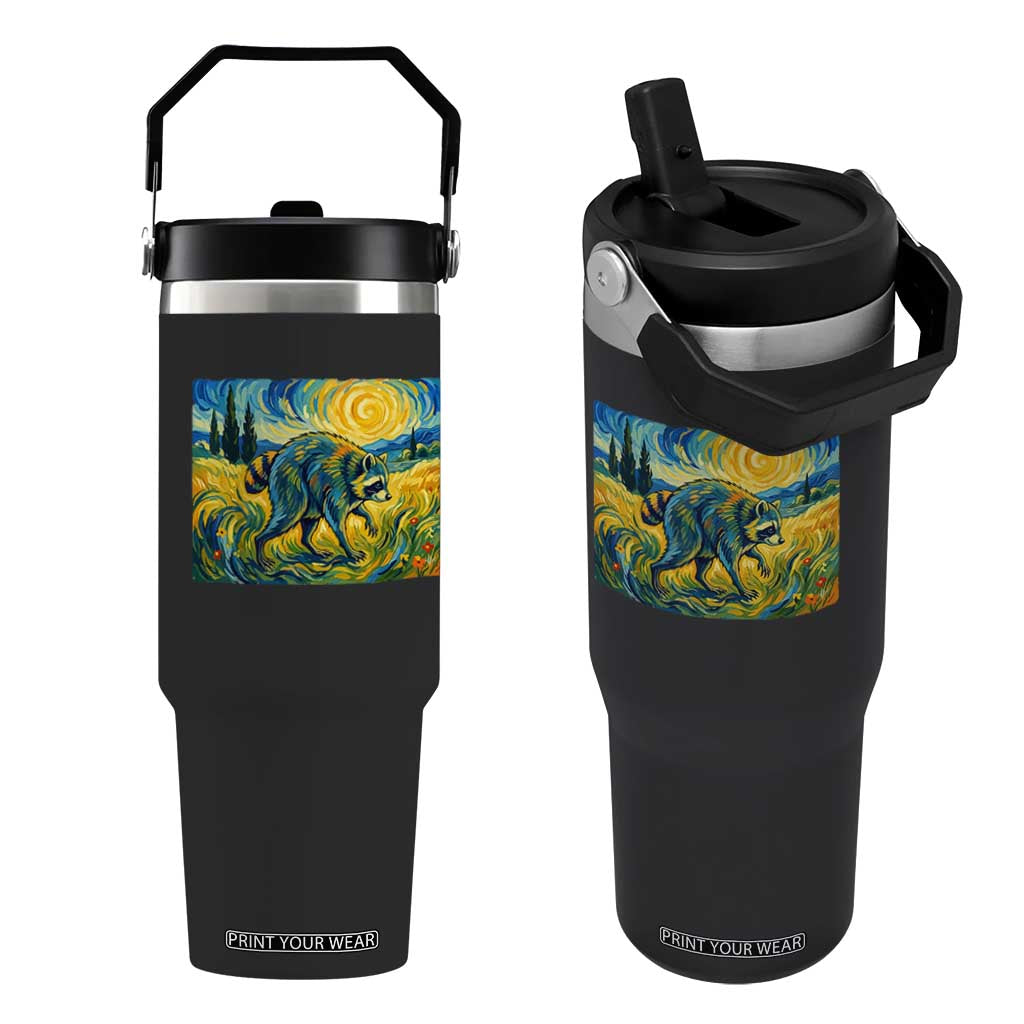 Jimothy Viral Seattle Raccoon Starry Night Style Graphic Flip Straw Tumbler Trash Panda Feral Legend Supporter TS02 One Size: 30 oz Black Print Your Wear