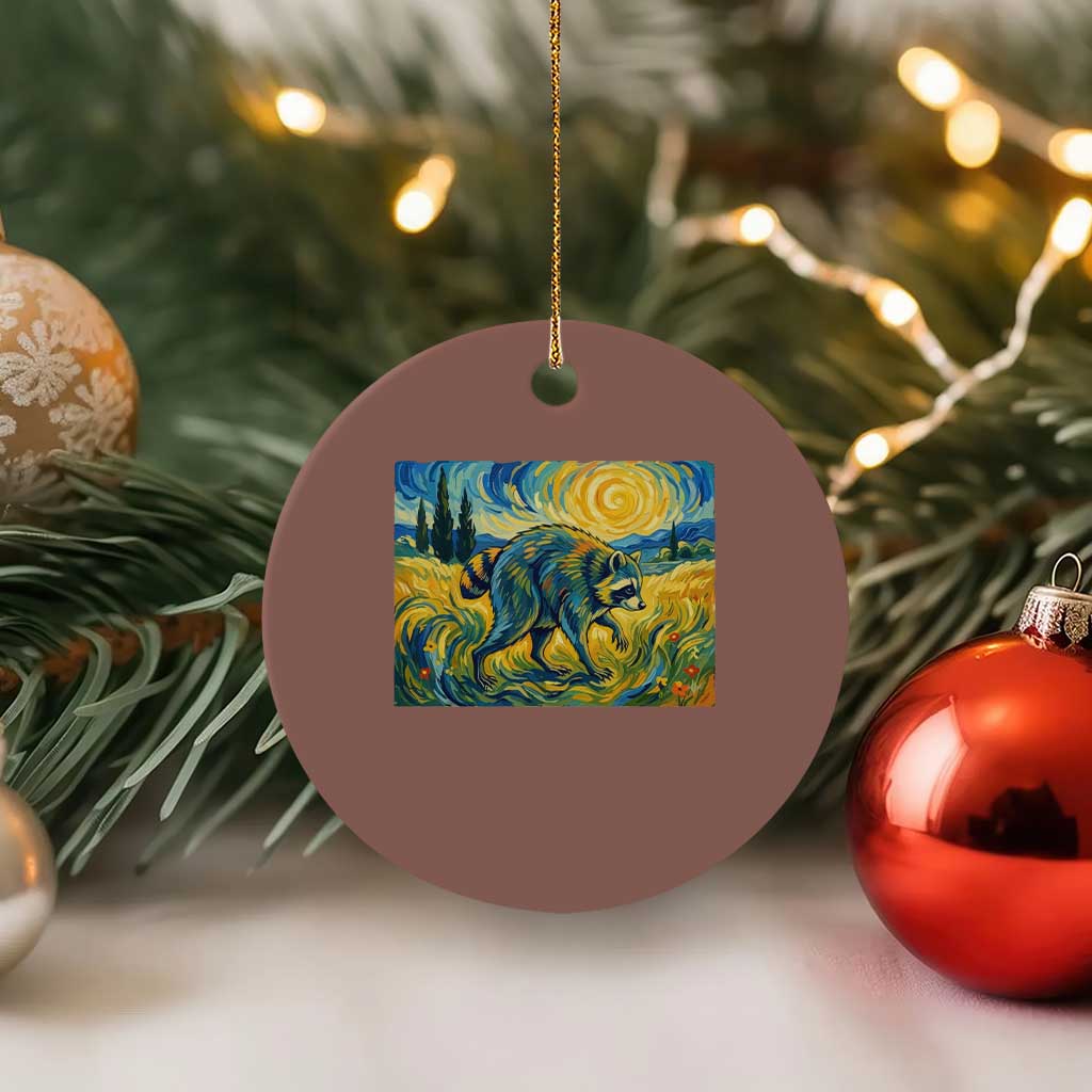 Jimothy Viral Seattle Raccoon Starry Night Style Graphic Ceramic Ornament Trash Panda Feral Legend Supporter