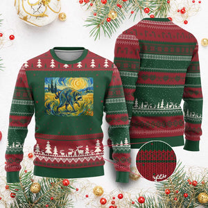 Jimothy Viral Seattle Raccoon Starry Night Style Graphic Ugly Christmas Sweater Trash Panda Feral Legend Supporter