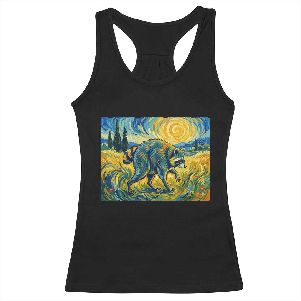 Jimothy Viral Seattle Raccoon Starry Night Style Graphic Racerback Tank Top Trash Panda Feral Legend Supporter TS02 Black Print Your Wear