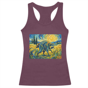 Jimothy Viral Seattle Raccoon Starry Night Style Graphic Racerback Tank Top Trash Panda Feral Legend Supporter