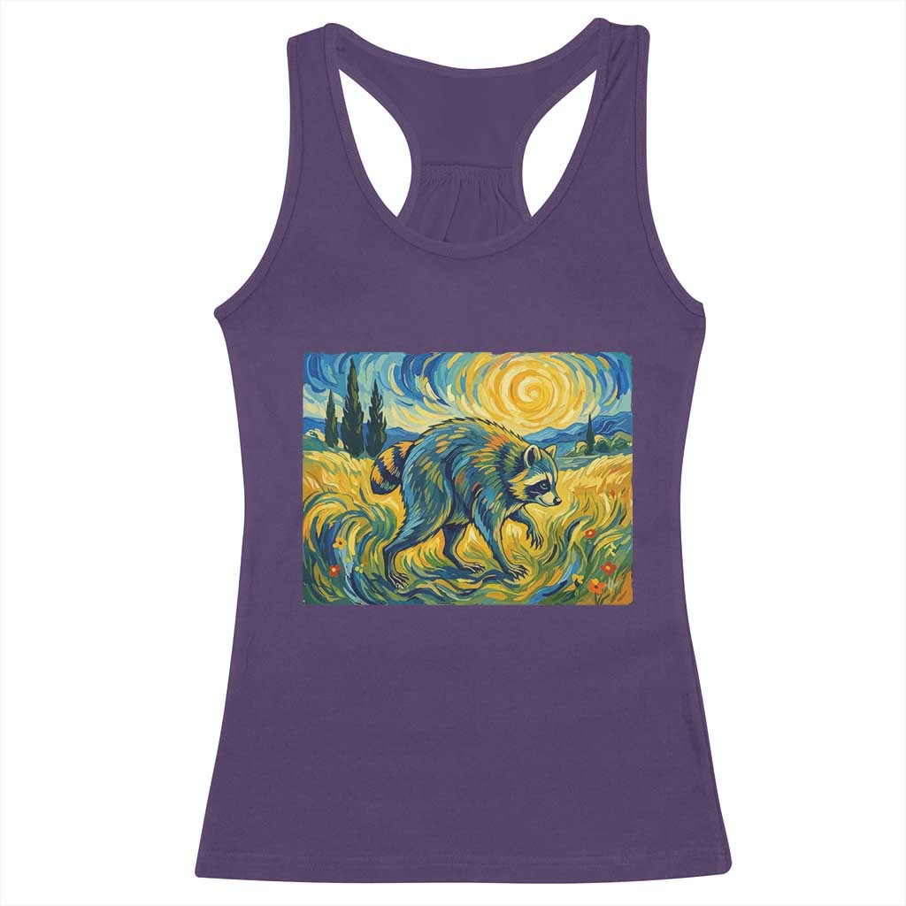 Jimothy Viral Seattle Raccoon Starry Night Style Graphic Racerback Tank Top Trash Panda Feral Legend Supporter