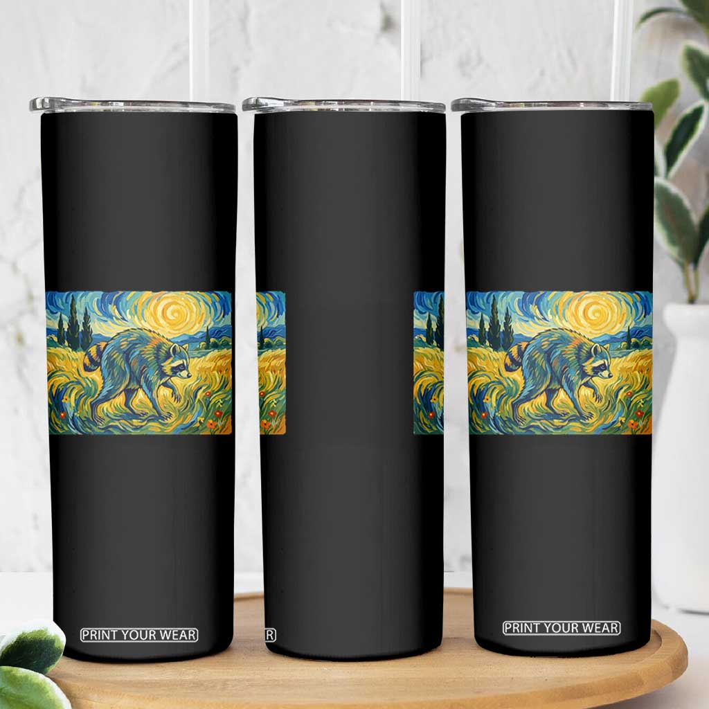 Jimothy Viral Seattle Raccoon Starry Night Style Graphic Skinny Tumbler Trash Panda Feral Legend Supporter