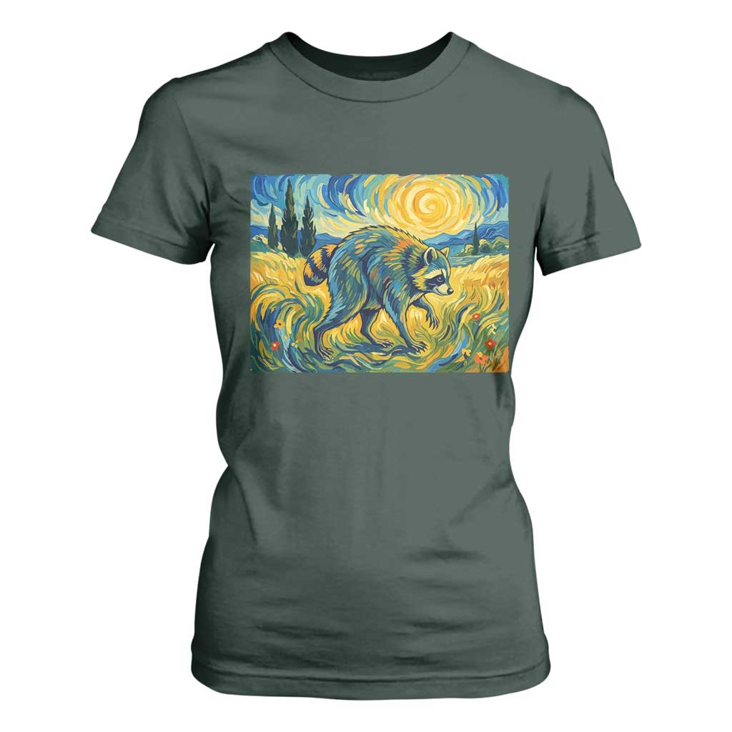 Jimothy Viral Seattle Raccoon Starry Night Style Graphic T Shirt For Women Trash Panda Feral Legend Supporter