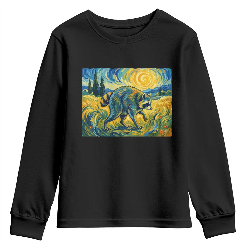 Jimothy Viral Seattle Raccoon Starry Night Style Graphic Youth Sweatshirt Trash Panda Feral Legend Supporter TS02 Black Print Your Wear