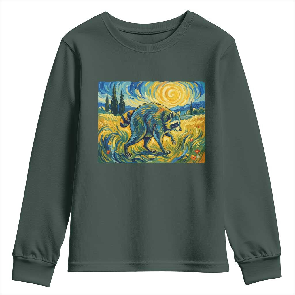 Jimothy Viral Seattle Raccoon Starry Night Style Graphic Youth Sweatshirt Trash Panda Feral Legend Supporter