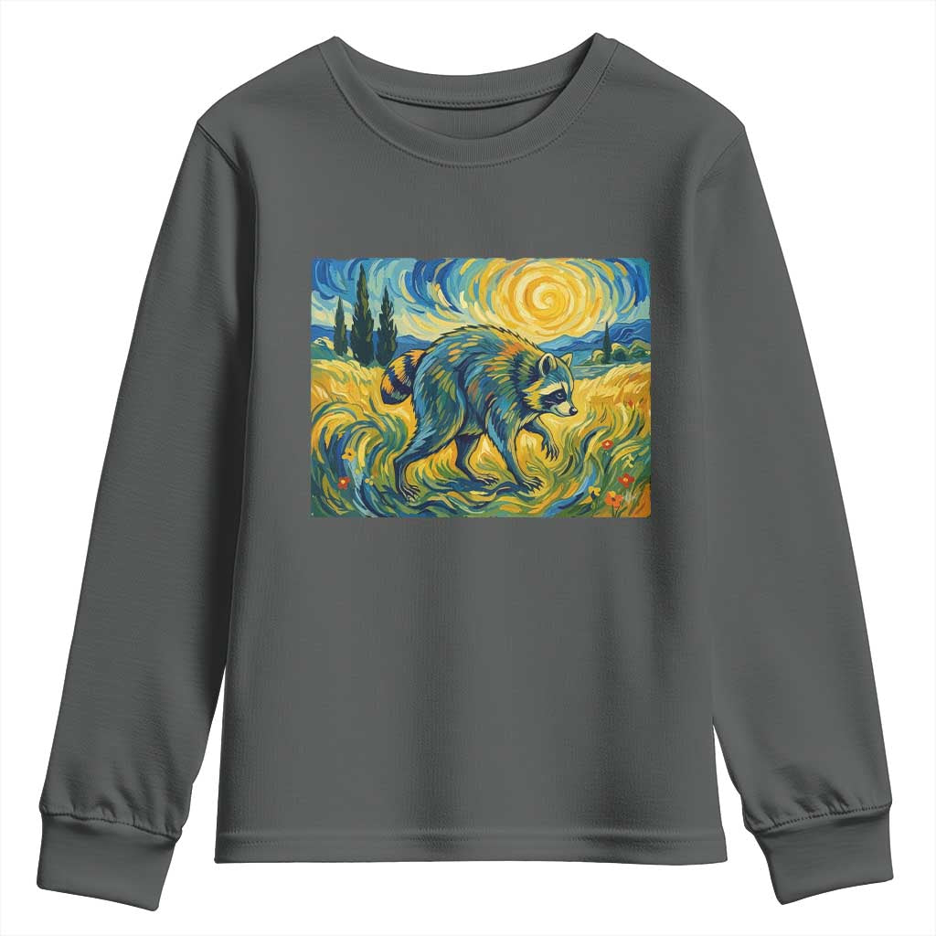 Jimothy Viral Seattle Raccoon Starry Night Style Graphic Youth Sweatshirt Trash Panda Feral Legend Supporter