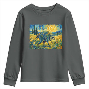 Jimothy Viral Seattle Raccoon Starry Night Style Graphic Youth Sweatshirt Trash Panda Feral Legend Supporter