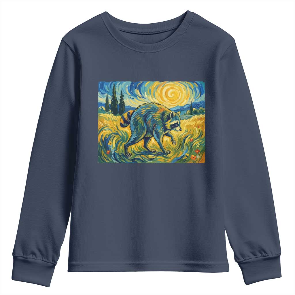 Jimothy Viral Seattle Raccoon Starry Night Style Graphic Youth Sweatshirt Trash Panda Feral Legend Supporter