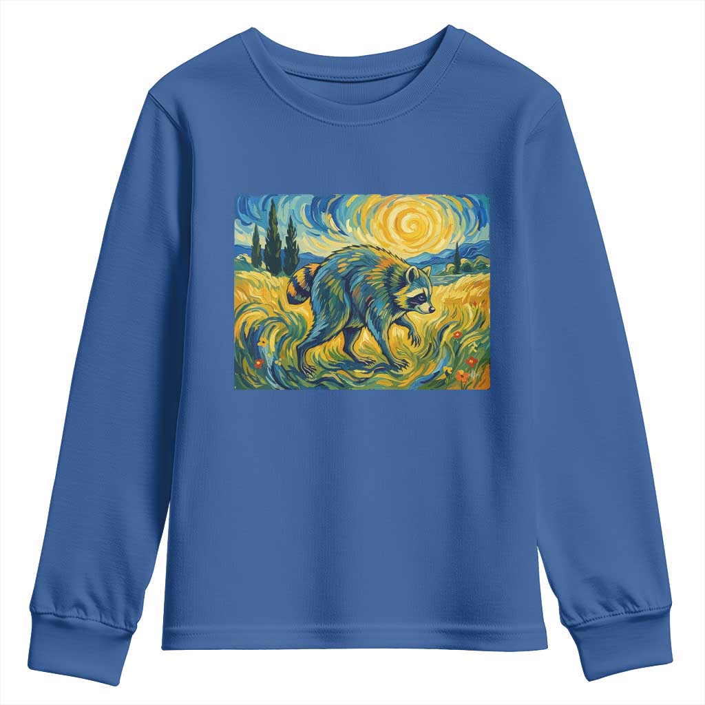 Jimothy Viral Seattle Raccoon Starry Night Style Graphic Youth Sweatshirt Trash Panda Feral Legend Supporter