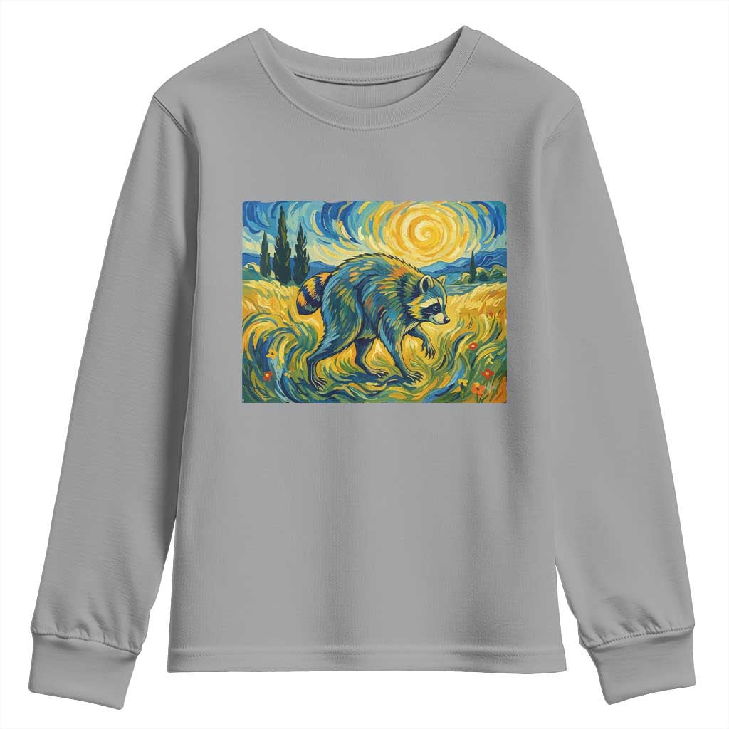 Jimothy Viral Seattle Raccoon Starry Night Style Graphic Youth Sweatshirt Trash Panda Feral Legend Supporter