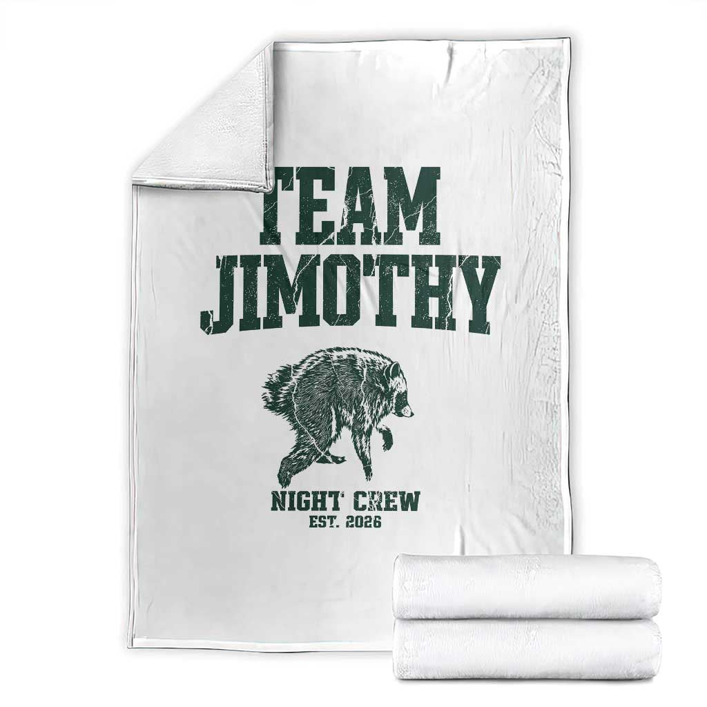 Team Jimothy Night Crew Est 2026 Viral Seattle Raccoon Throw Blanket Feral Legend Trash Panda Vintage Athletic Style Graphic TS02 White Print Your Wear