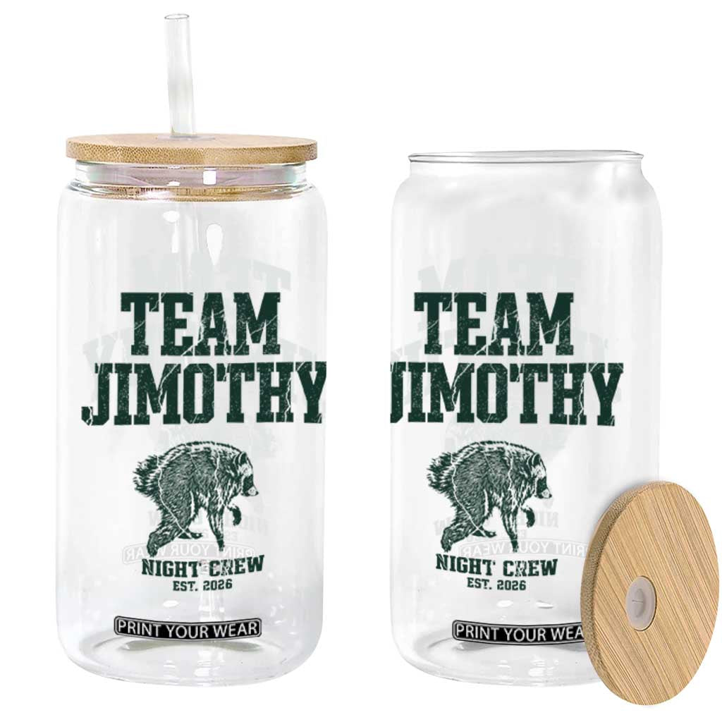 Team Jimothy Night Crew Est 2026 Viral Seattle Raccoon Glass Can Feral Legend Trash Panda Vintage Athletic Style Graphic