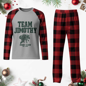 Team Jimothy Night Crew Est 2026 Viral Seattle Raccoon Plaid Pajama Set Feral Legend Trash Panda Vintage Athletic Style Graphic