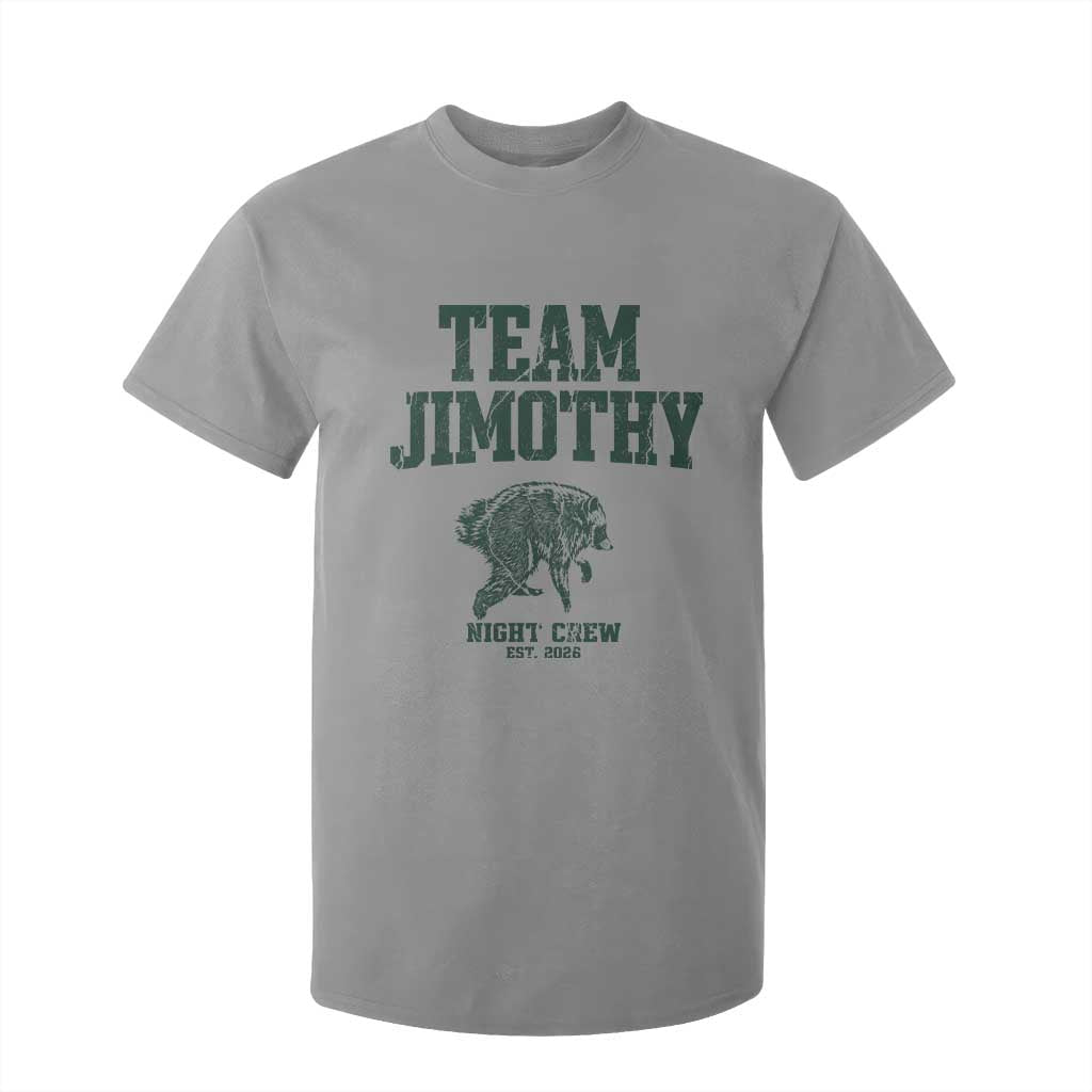 Team Jimothy Night Crew Est 2026 Viral Seattle Raccoon T Shirt For Kid Feral Legend Trash Panda Vintage Athletic Style Graphic