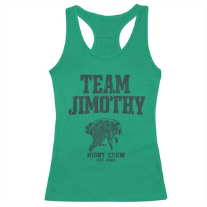 Team Jimothy Night Crew Est 2026 Viral Seattle Raccoon Racerback Tank Top Feral Legend Trash Panda Vintage Athletic Style Graphic