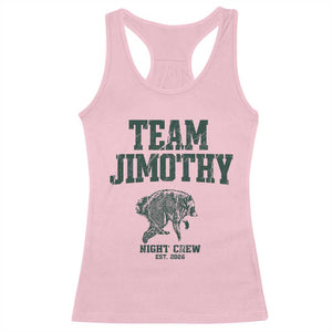 Team Jimothy Night Crew Est 2026 Viral Seattle Raccoon Racerback Tank Top Feral Legend Trash Panda Vintage Athletic Style Graphic
