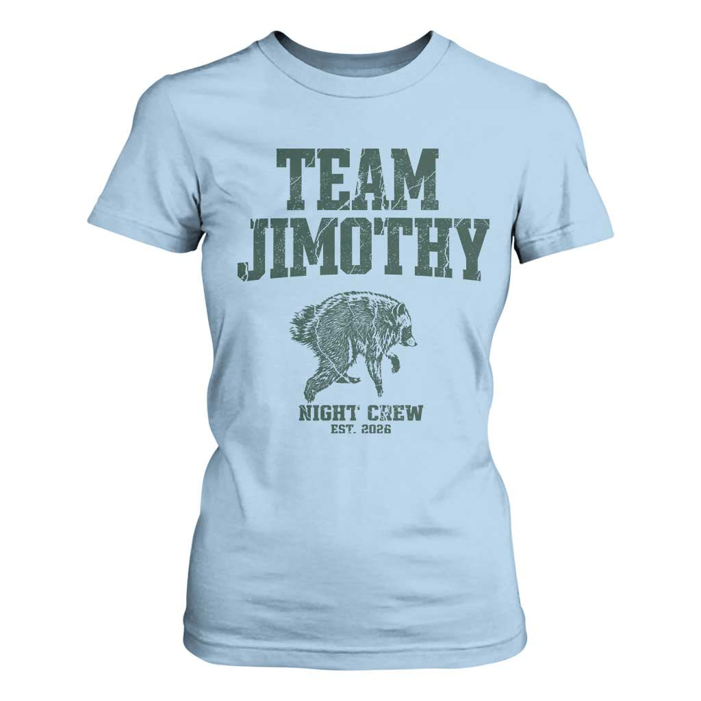 Team Jimothy Night Crew Est 2026 Viral Seattle Raccoon T Shirt For Women Feral Legend Trash Panda Vintage Athletic Style Graphic