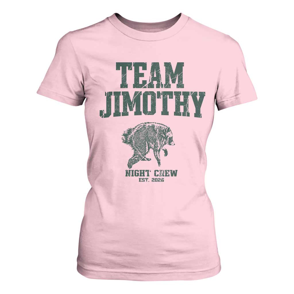 Team Jimothy Night Crew Est 2026 Viral Seattle Raccoon T Shirt For Women Feral Legend Trash Panda Vintage Athletic Style Graphic