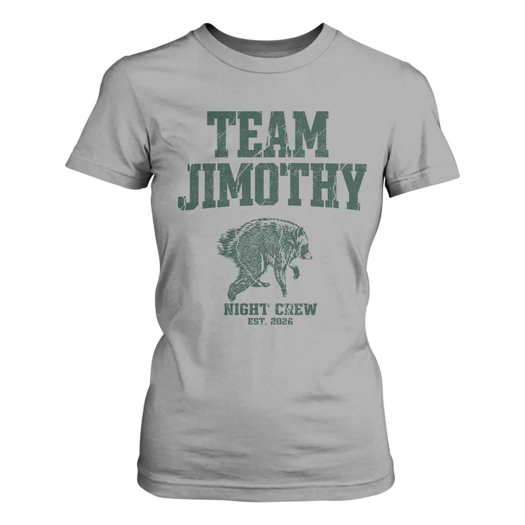 Team Jimothy Night Crew Est 2026 Viral Seattle Raccoon T Shirt For Women Feral Legend Trash Panda Vintage Athletic Style Graphic