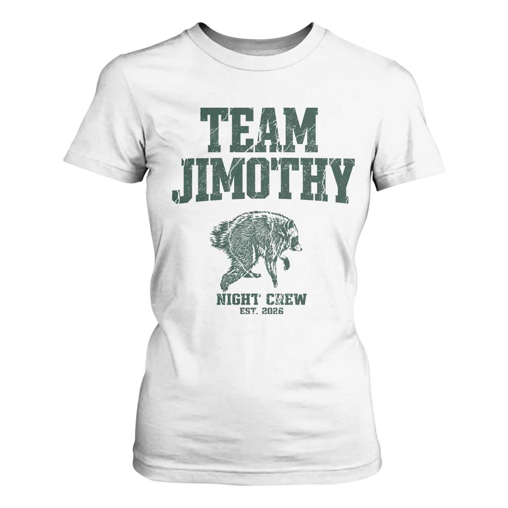 Team Jimothy Night Crew Est 2026 Viral Seattle Raccoon T Shirt For Women Feral Legend Trash Panda Vintage Athletic Style Graphic