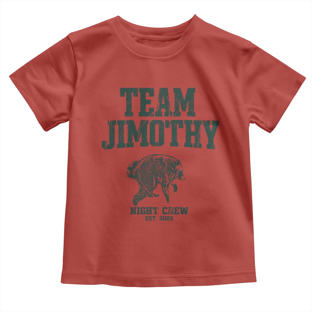 Team Jimothy Night Crew Est 2026 Viral Seattle Raccoon Toddler T Shirt Feral Legend Trash Panda Vintage Athletic Style Graphic