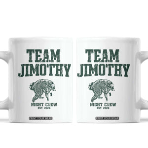 Team Jimothy Night Crew Est 2026 Viral Seattle Raccoon Coffee Mug Feral Legend Trash Panda Vintage Athletic Style Graphic