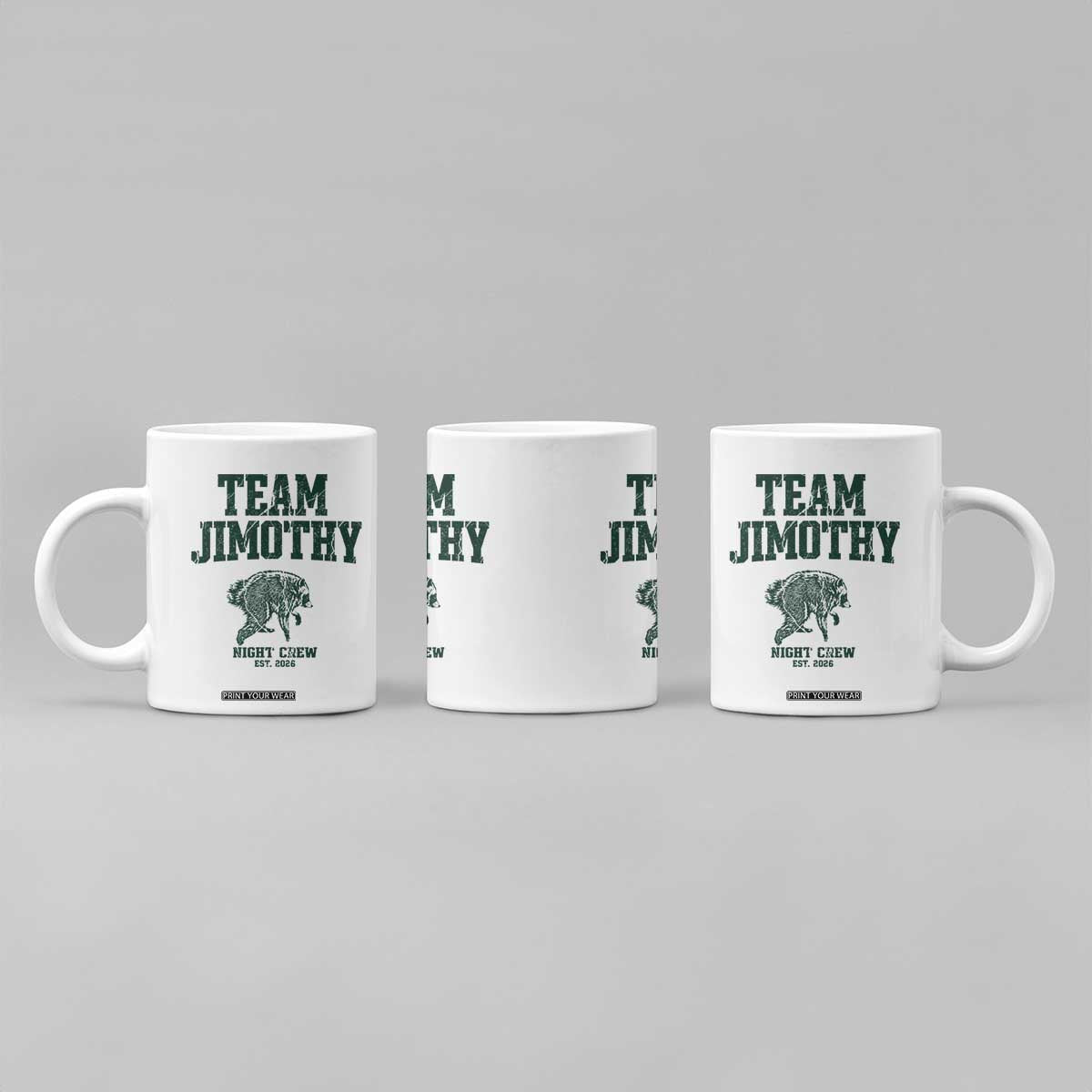 Team Jimothy Night Crew Est 2026 Viral Seattle Raccoon Coffee Mug Feral Legend Trash Panda Vintage Athletic Style Graphic
