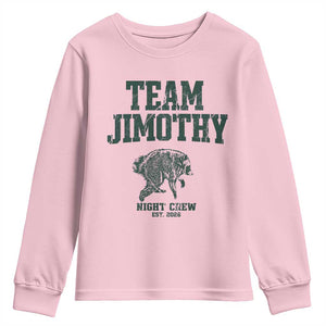 Team Jimothy Night Crew Est 2026 Viral Seattle Raccoon Youth Sweatshirt Feral Legend Trash Panda Vintage Athletic Style Graphic