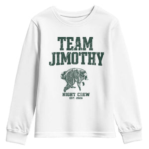 Team Jimothy Night Crew Est 2026 Viral Seattle Raccoon Youth Sweatshirt Feral Legend Trash Panda Vintage Athletic Style Graphic