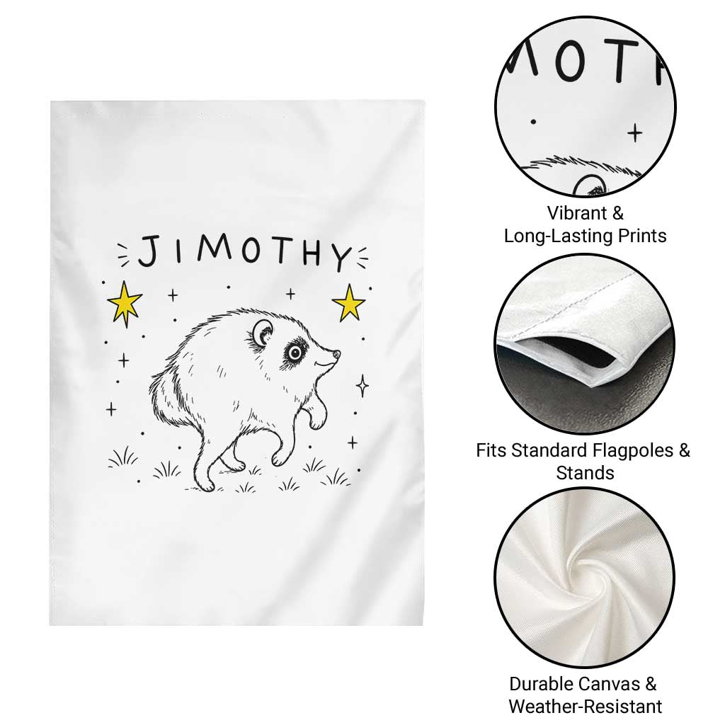 Cute Doodle Starry Jimothy the Raccoon Graphic Garden Flag Viral Seattle Trash Panda