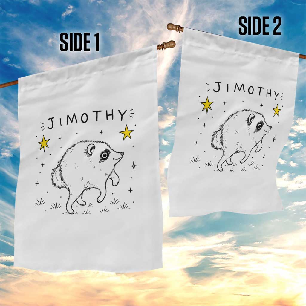Cute Doodle Starry Jimothy the Raccoon Graphic Garden Flag Viral Seattle Trash Panda