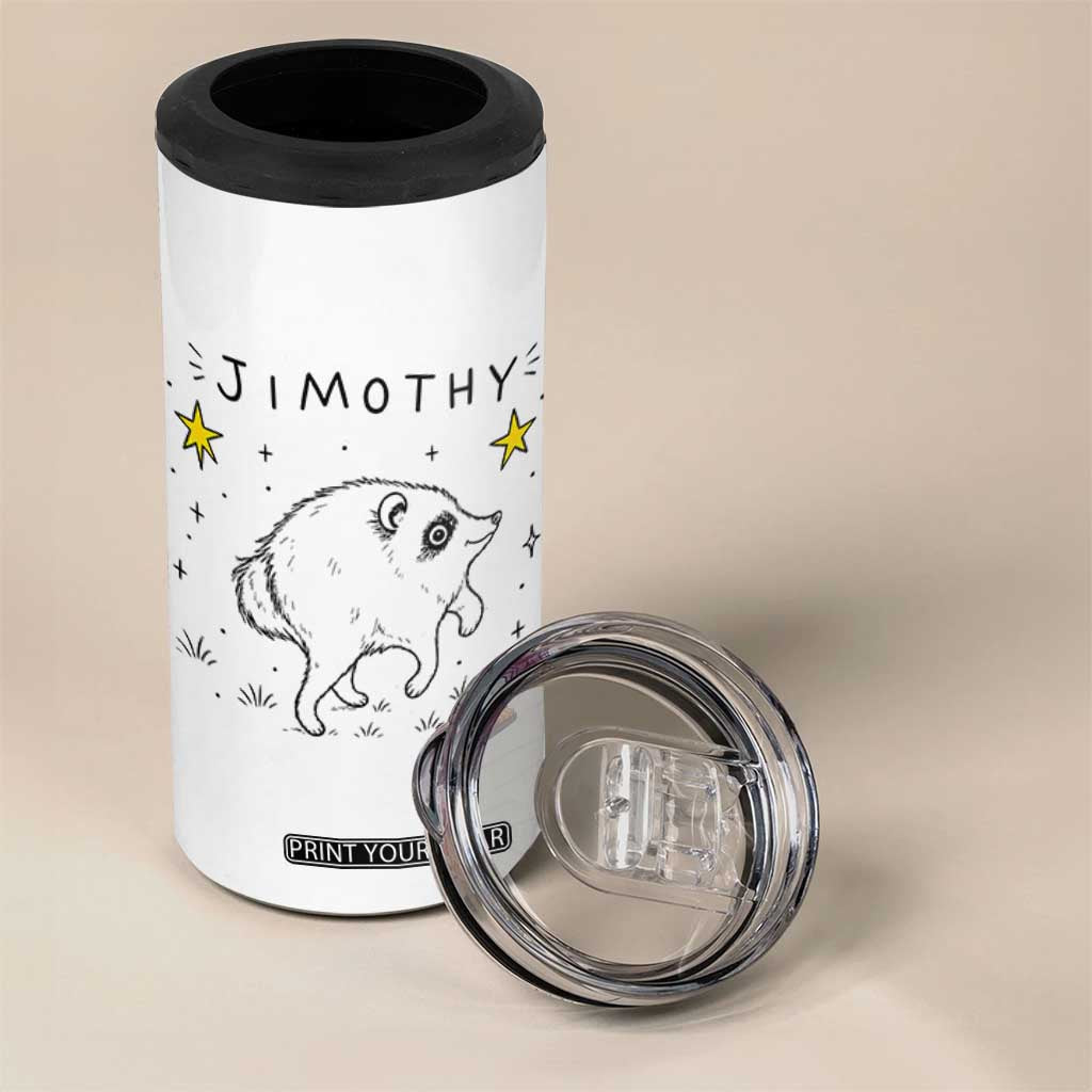 Cute Doodle Starry Jimothy the Raccoon Graphic 4 in 1 Can Cooler Tumbler Viral Seattle Trash Panda