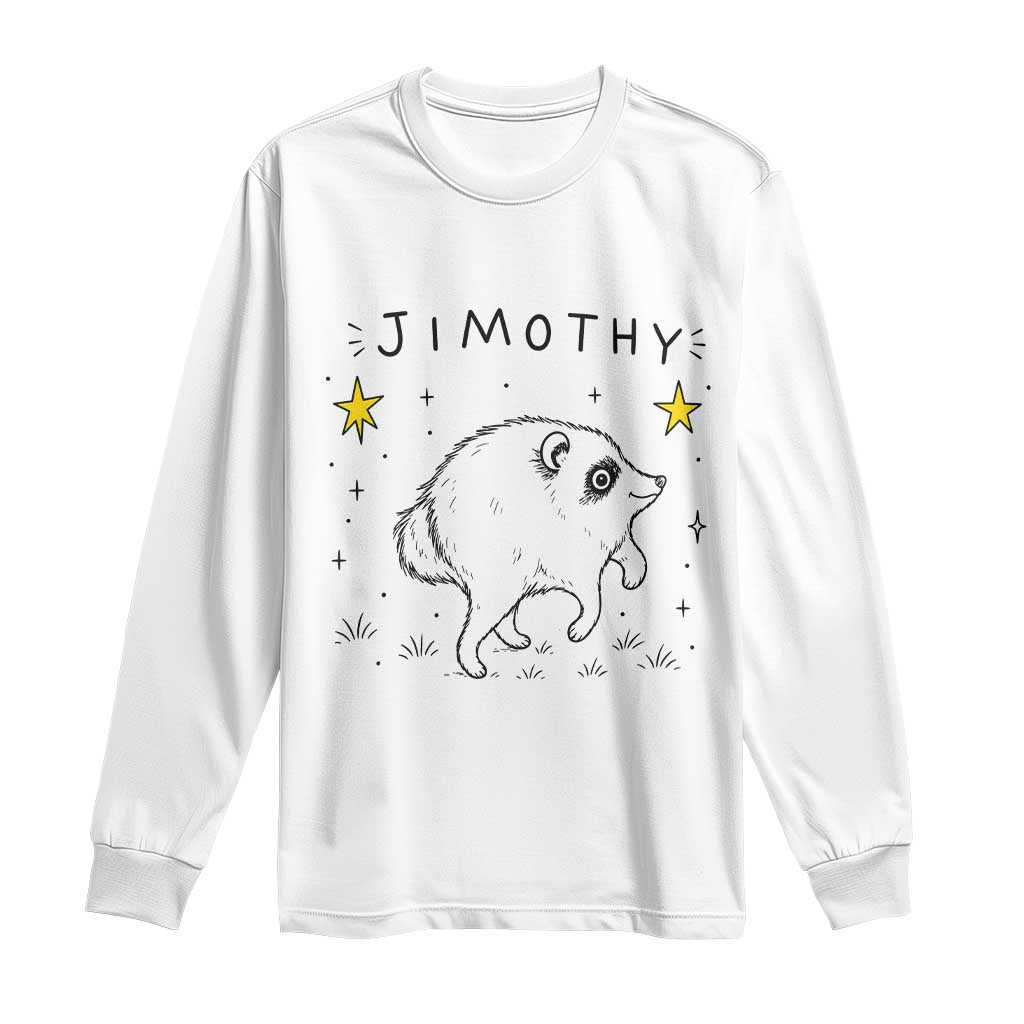 Cute Doodle Starry Jimothy the Raccoon Graphic Long Sleeve Shirt Viral Seattle Trash Panda TS02 White Print Your Wear