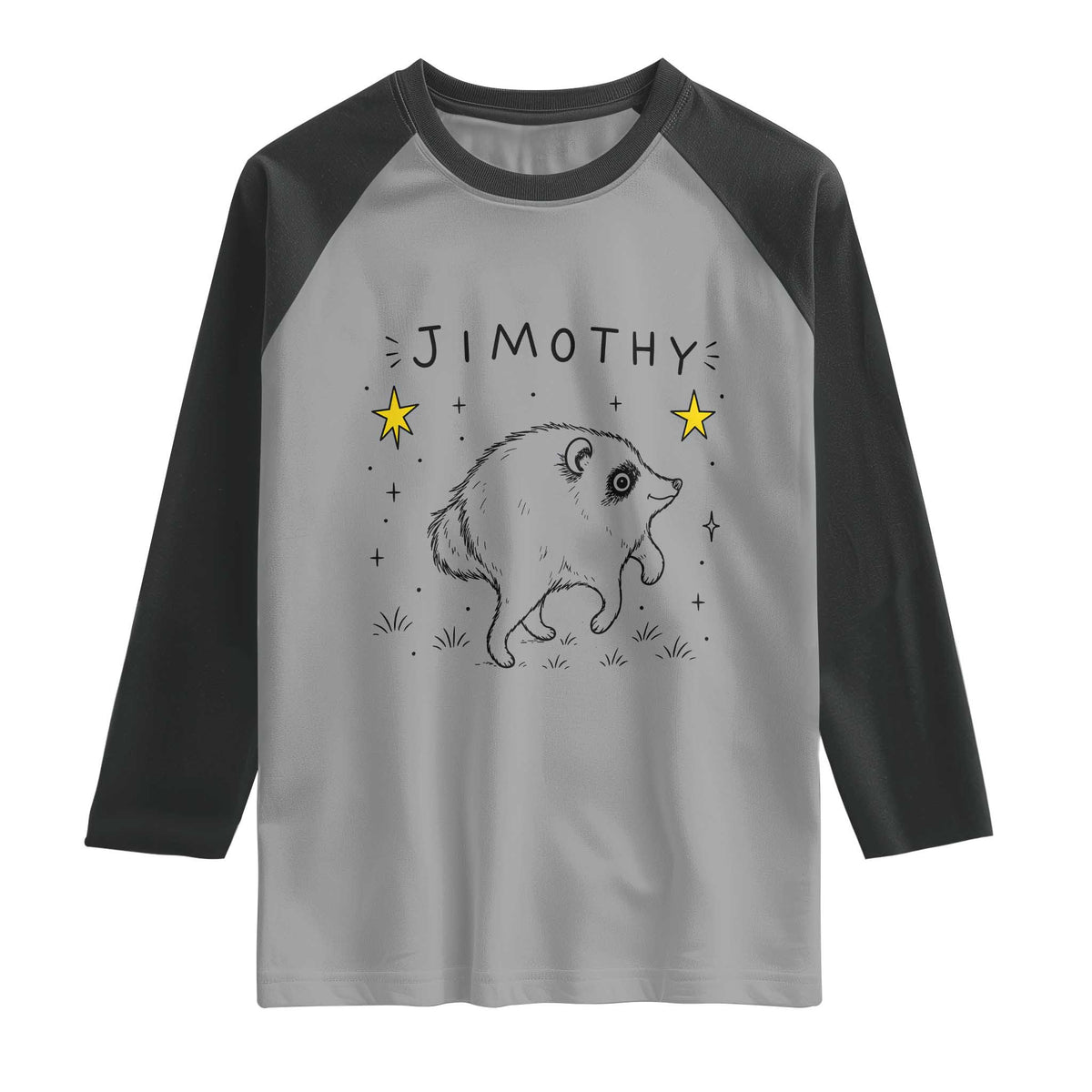 Cute Doodle Starry Jimothy the Raccoon Graphic Raglan Shirt Viral Seattle Trash Panda