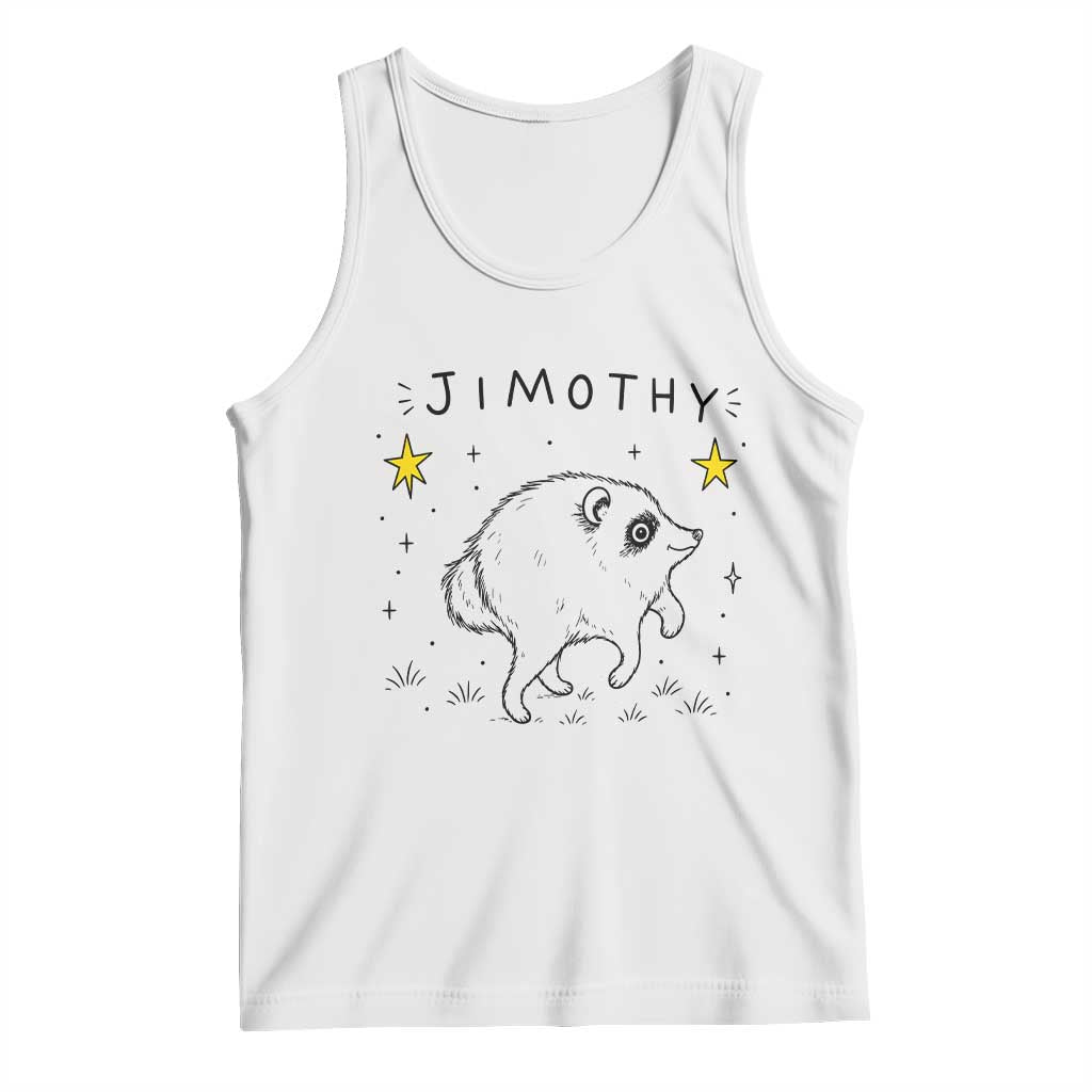 Cute Doodle Starry Jimothy the Raccoon Graphic Tank Top Viral Seattle Trash Panda TS02 White Print Your Wear