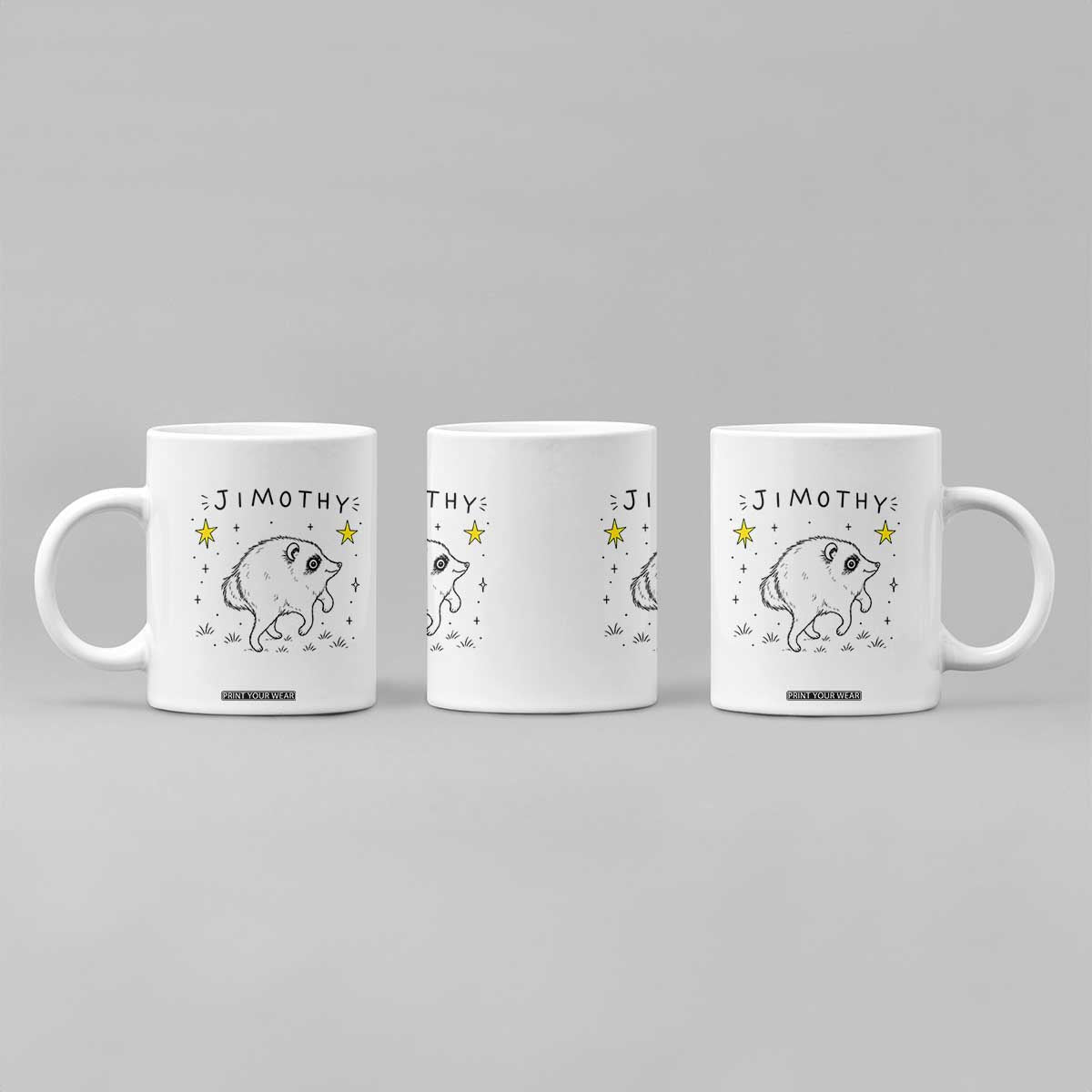 Cute Doodle Starry Jimothy the Raccoon Graphic Coffee Mug Viral Seattle Trash Panda