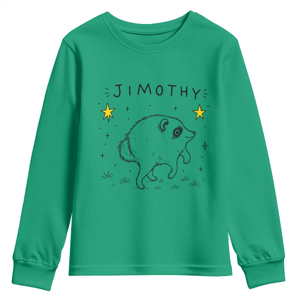 Cute Doodle Starry Jimothy the Raccoon Graphic Youth Sweatshirt Viral Seattle Trash Panda