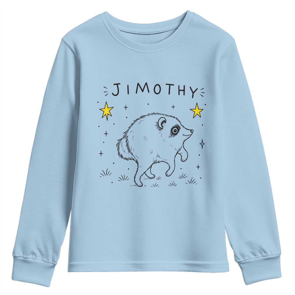 Cute Doodle Starry Jimothy the Raccoon Graphic Youth Sweatshirt Viral Seattle Trash Panda