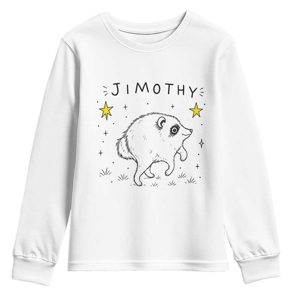 Cute Doodle Starry Jimothy the Raccoon Graphic Youth Sweatshirt Viral Seattle Trash Panda TS02 White Print Your Wear