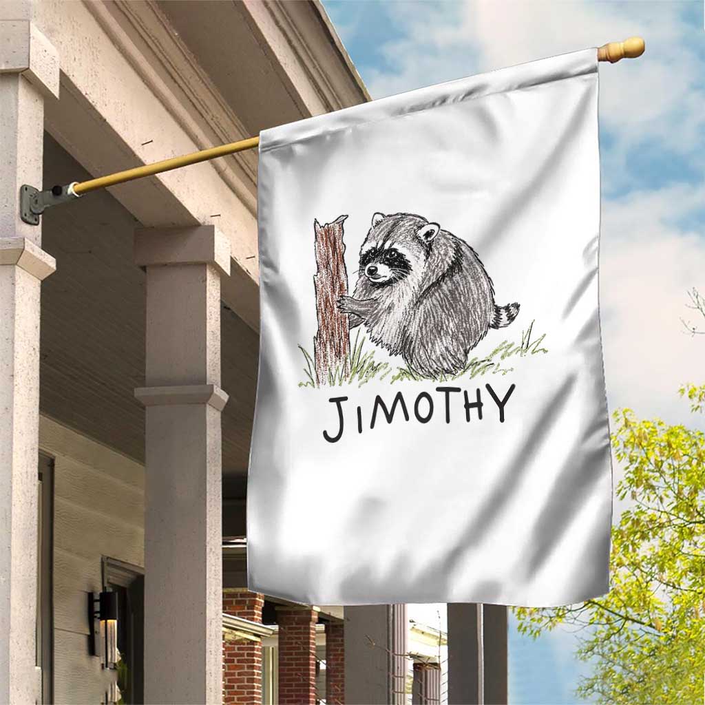 Jimothy Funny Viral Seattle Raccoon Crayon Drawing Graphic Garden Flag Trash Panda Feral Legend Supporter