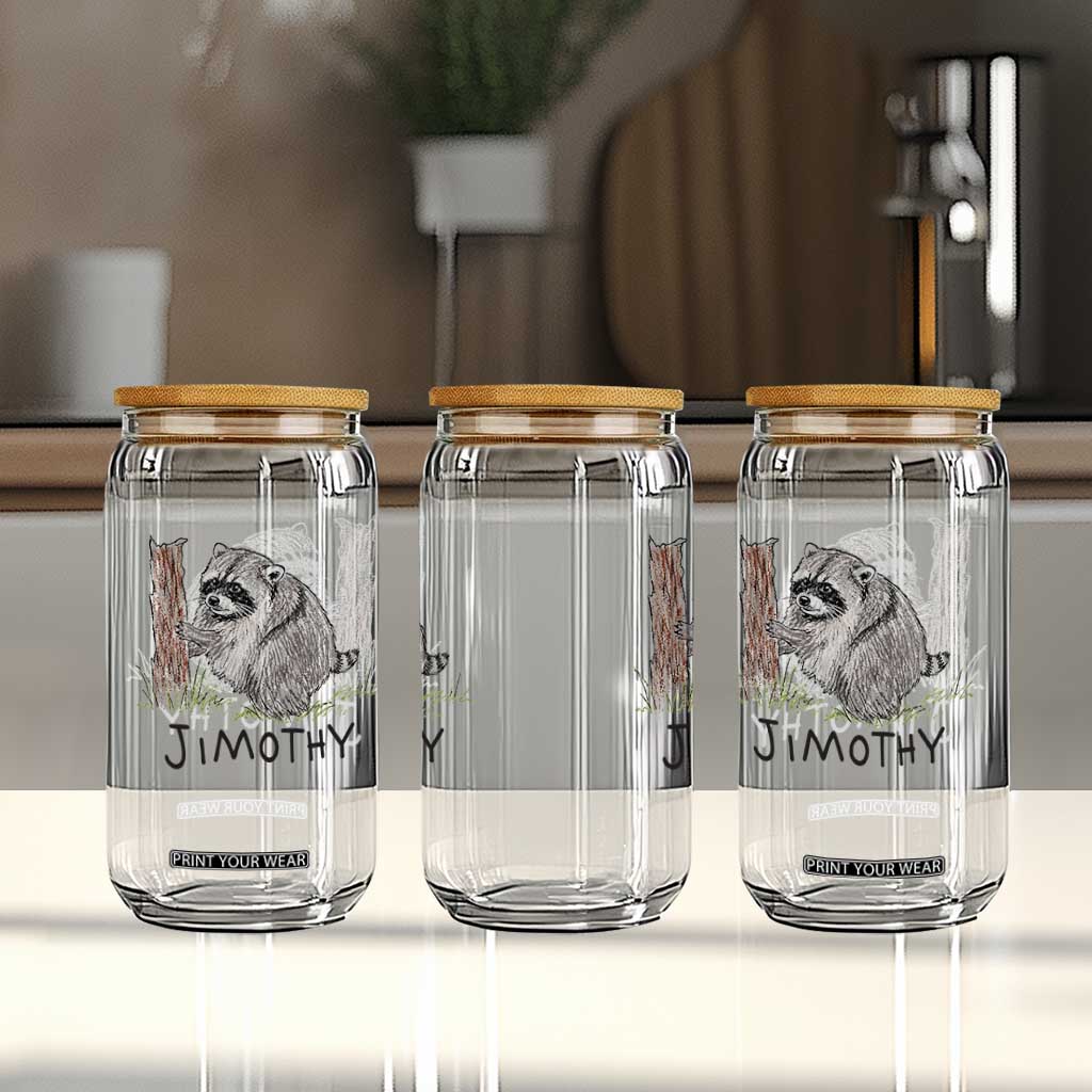 Jimothy Funny Viral Seattle Raccoon Crayon Drawing Graphic Glass Can Trash Panda Feral Legend Supporter
