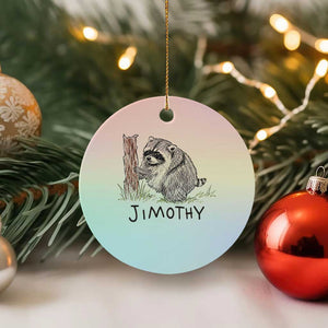 Jimothy Funny Viral Seattle Raccoon Crayon Drawing Graphic Ceramic Ornament Trash Panda Feral Legend Supporter