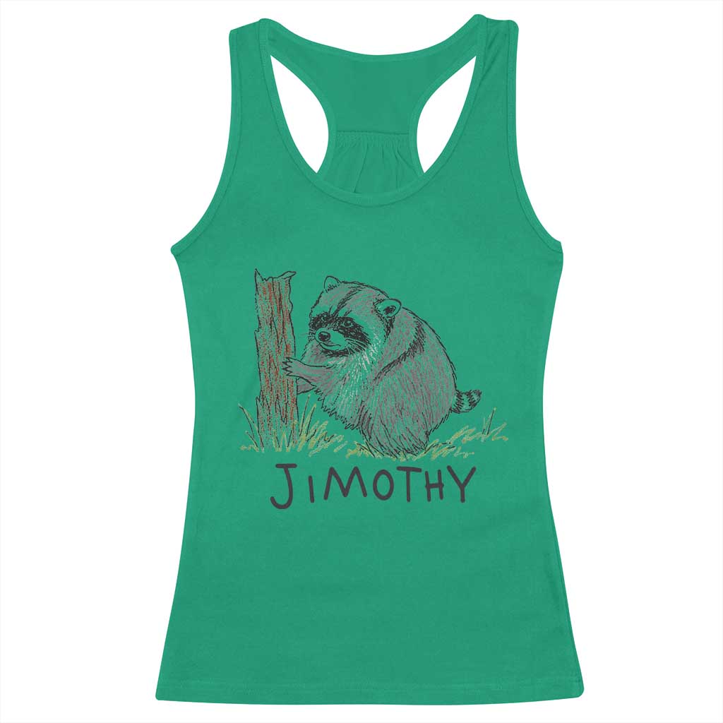 Jimothy Funny Viral Seattle Raccoon Crayon Drawing Graphic Racerback Tank Top Trash Panda Feral Legend Supporter