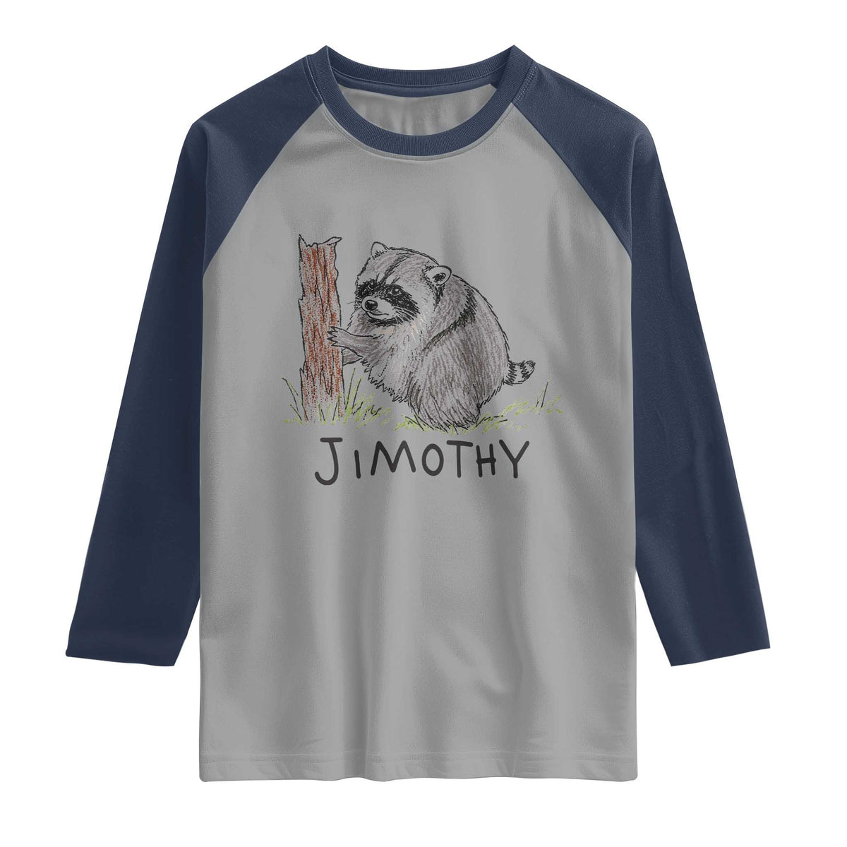 Jimothy Funny Viral Seattle Raccoon Crayon Drawing Graphic Raglan Shirt Trash Panda Feral Legend Supporter