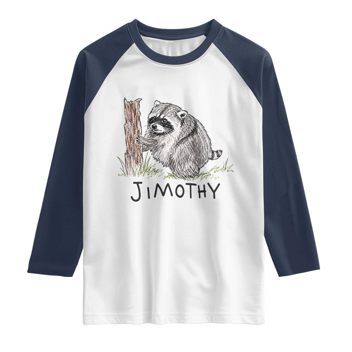 Jimothy Funny Viral Seattle Raccoon Crayon Drawing Graphic Raglan Shirt Trash Panda Feral Legend Supporter