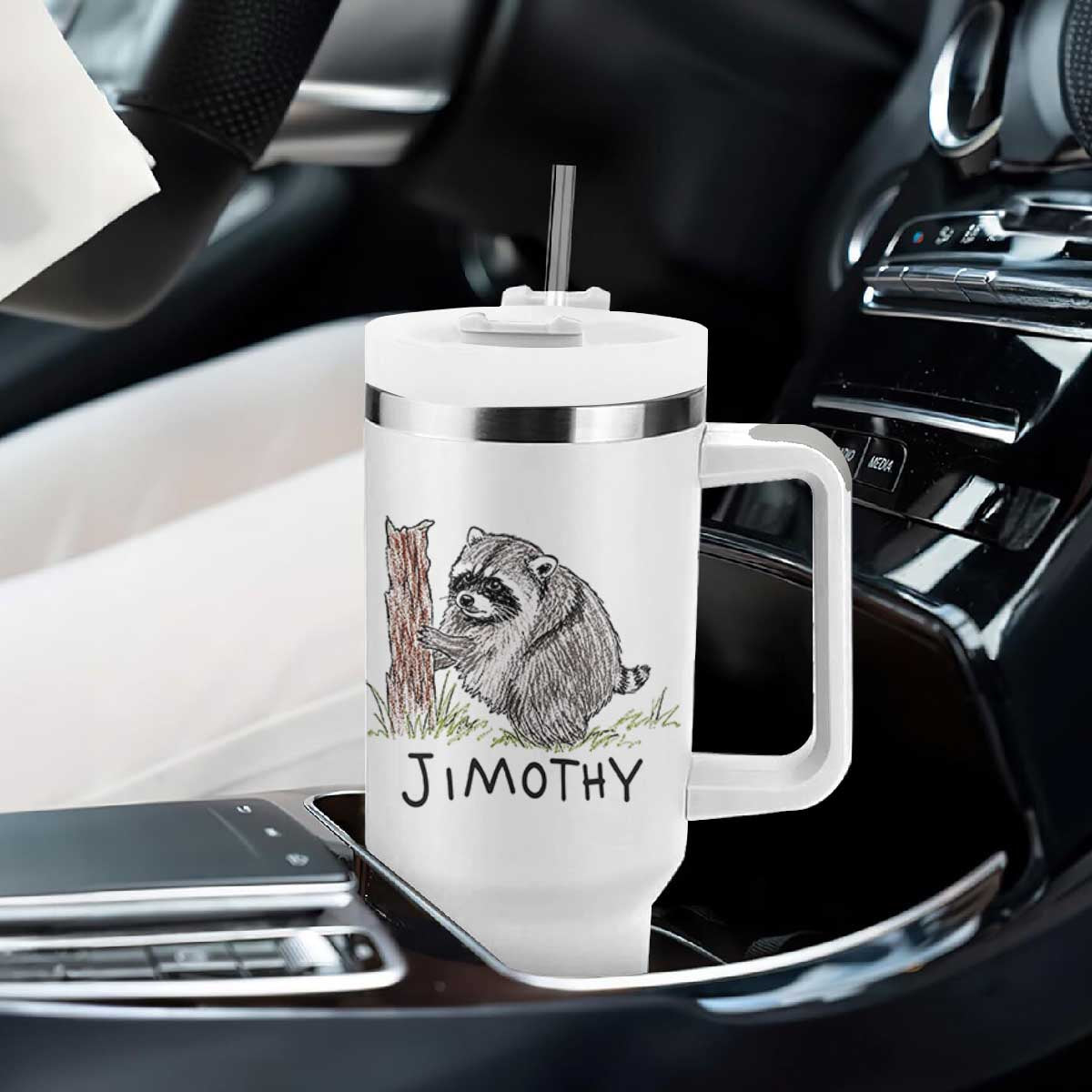 Jimothy Funny Viral Seattle Raccoon Crayon Drawing Graphic Tumbler With Handle Trash Panda Feral Legend Supporter